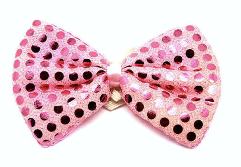 Load image into Gallery viewer, SEQUIN BOW TIE Polka Dots Bowtie Party Unisex Costume  13cm x 9cm Clown - Light Pink-2
