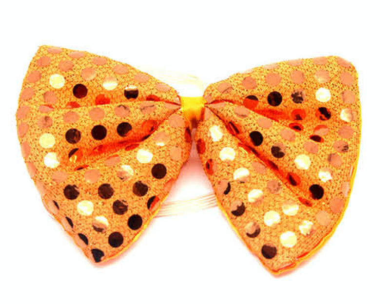 Load image into Gallery viewer, SEQUIN BOW TIE Polka Dots Bowtie Party Unisex Costume  13cm x 9cm Clown - Orange-0
