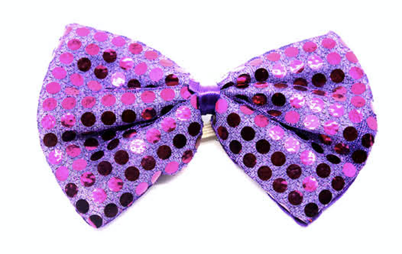 Load image into Gallery viewer, SEQUIN BOW TIE Polka Dots Bowtie Party Unisex Costume  13cm x 9cm Clown - Purple-2
