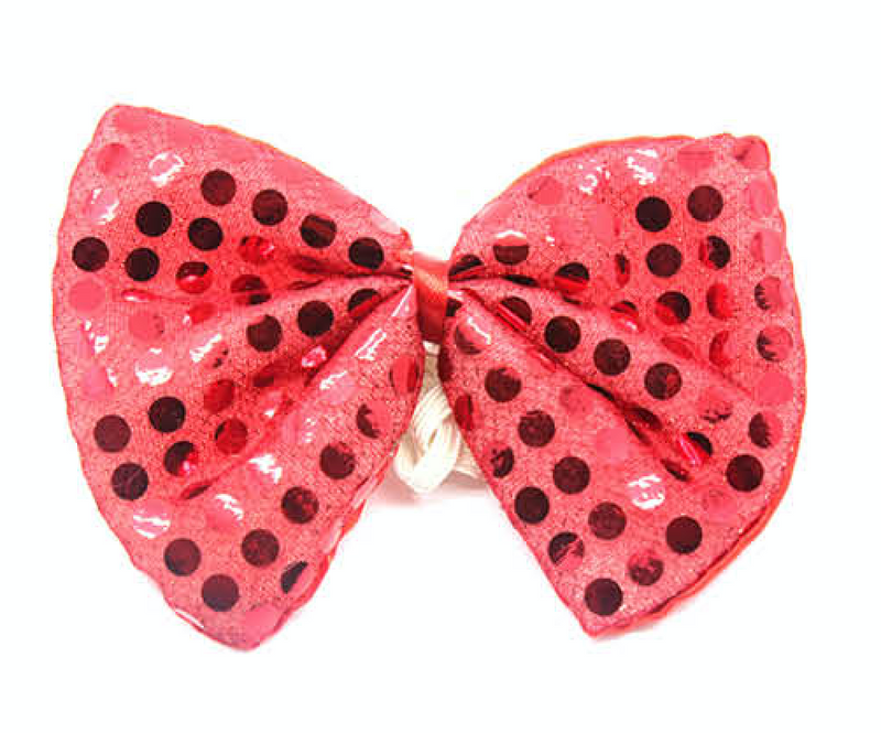 Load image into Gallery viewer, SEQUIN BOW TIE Polka Dots Bowtie Party Unisex Costume  13cm x 9cm Clown - Red-0
