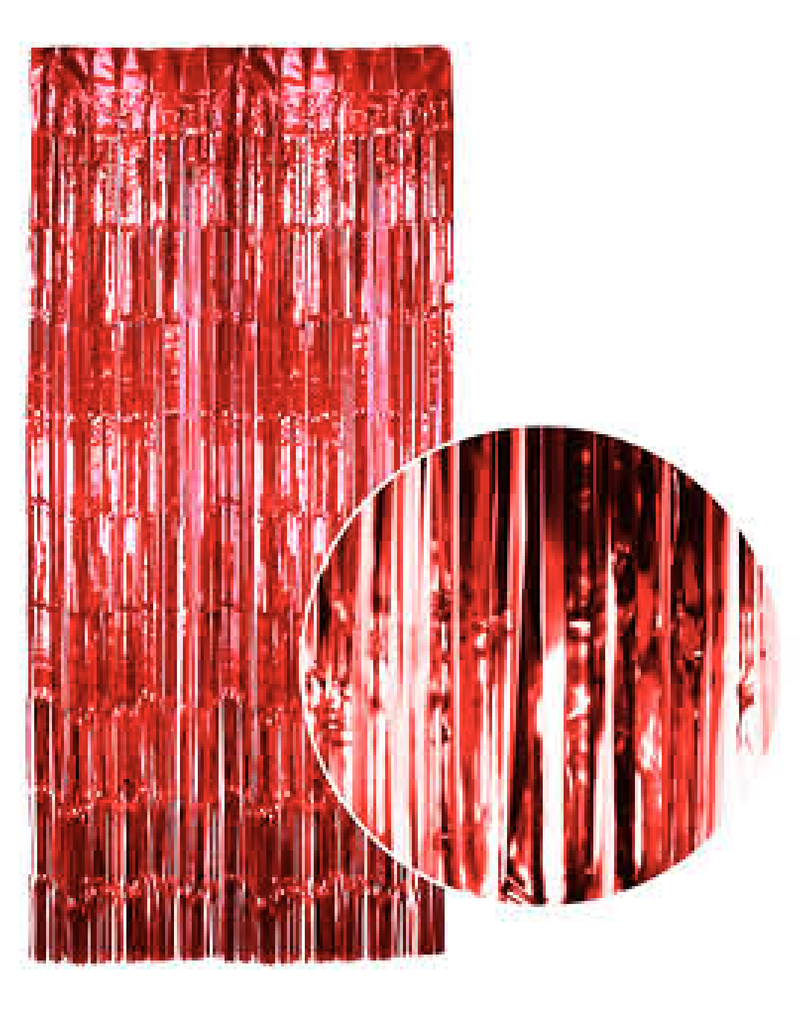 Load image into Gallery viewer, Tinsel Curtain Foil Metallic Fringe Backdrop Party Door Decorations - (200cm x 100cm) - Red-3
