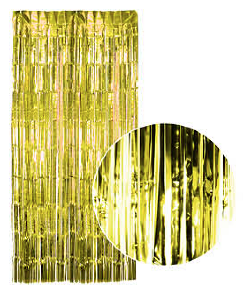 Load image into Gallery viewer, Tinsel Curtain Foil Metallic Fringe Backdrop Party Door Decorations - (200cm x 100cm) - Yellow/Gold-0
