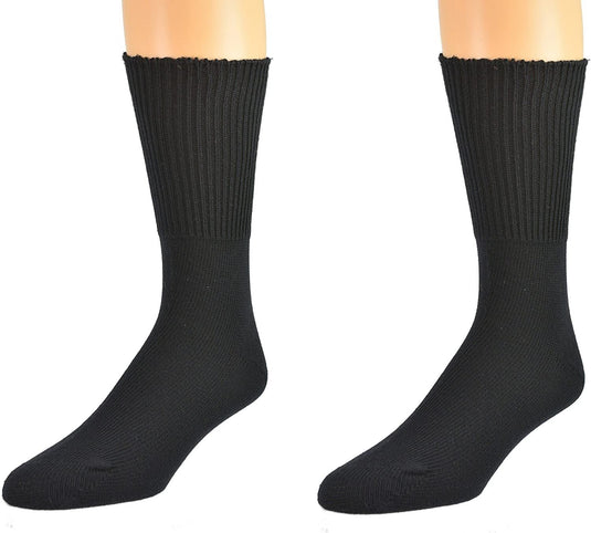 1 Pair DIABETIC BAMBOO Socks Work Socks Medical Loose Top Crew Cushion BLACK-2