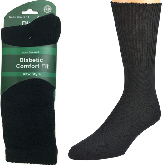 1 Pair DIABETIC BAMBOO Socks Work Socks Medical Loose Top Crew Cushion BLACK-0