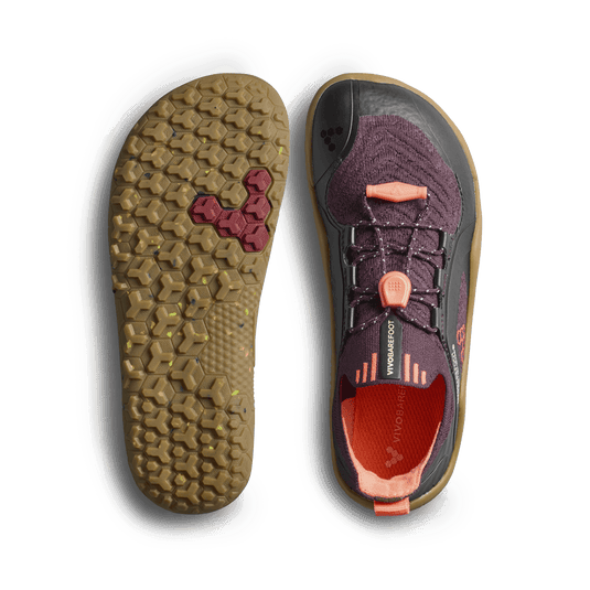 Vivobarefoot Primus Trail Knit FG Kids Huckleberry/ Molten Lava