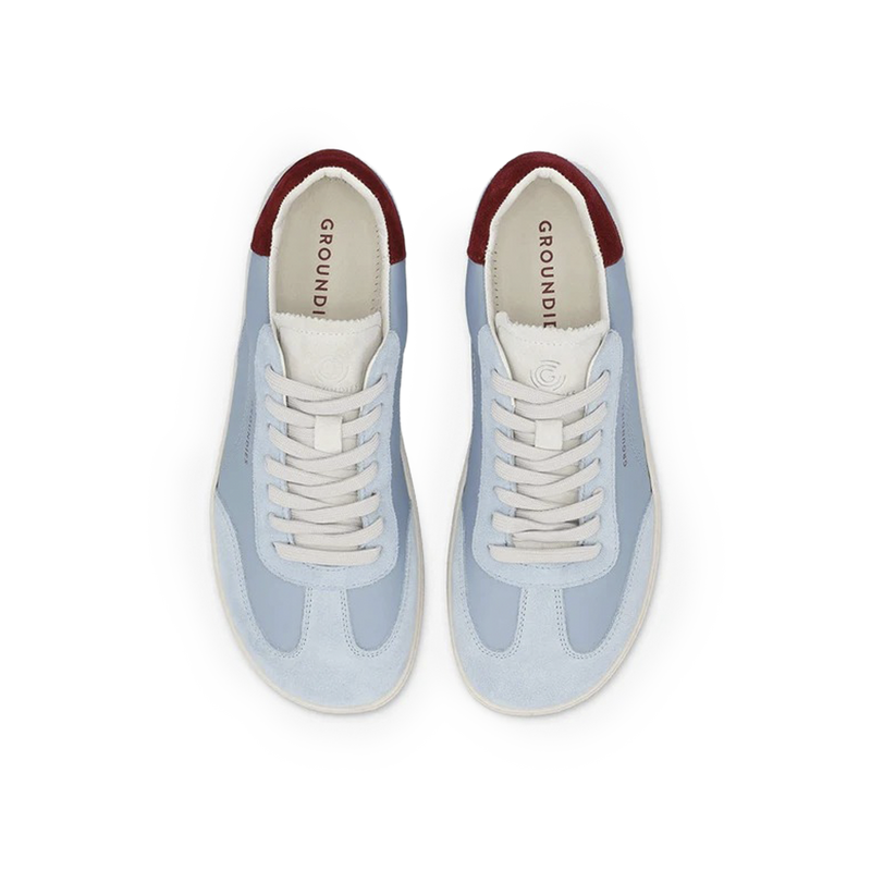 Load image into Gallery viewer, Groundies Panama Women's Barefoot Sneakers – Sky Blue/Bordeaux
