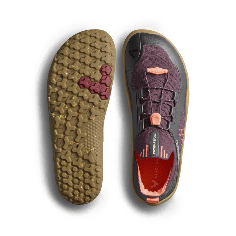 Load image into Gallery viewer, Vivobarefoot Primus Trail Knit FG Juniors Huckleberry/ Molten Lava
