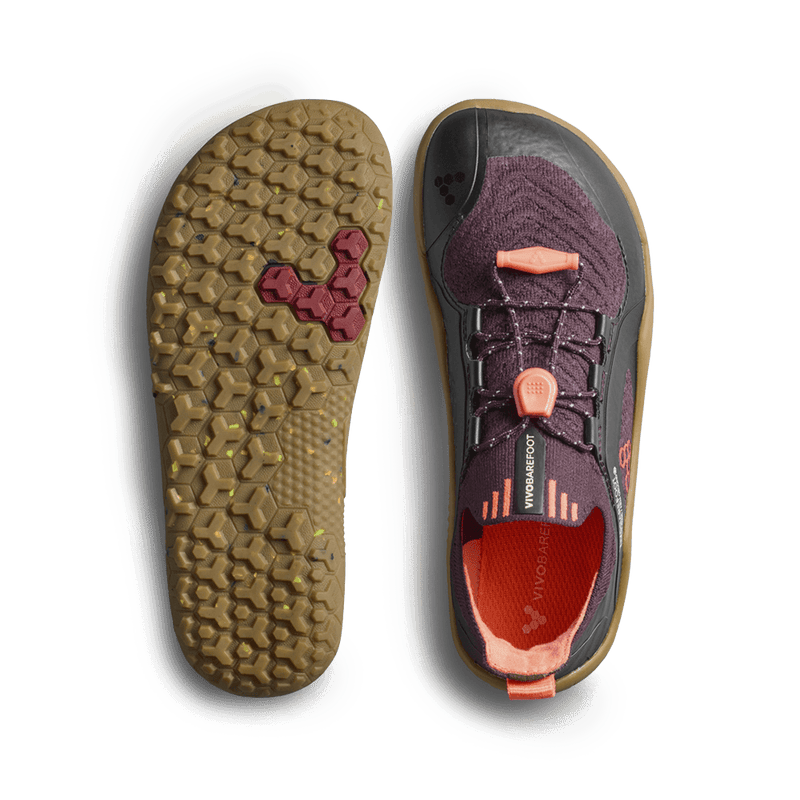 Load image into Gallery viewer, Vivobarefoot Primus Trail Knit FG Preschool Huckleberry/ Molten Lava
