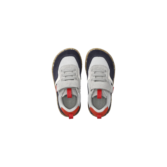 Groundies Lou 2.0 Kids' Barefoot Sneakers – Light Grey/Red