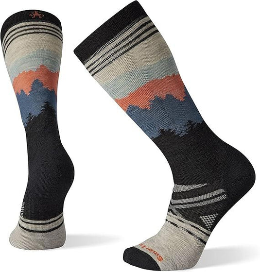 Smartwool PhD Ski Alpenglow Pattern Merino Wool Socks - Ash/Charcoal