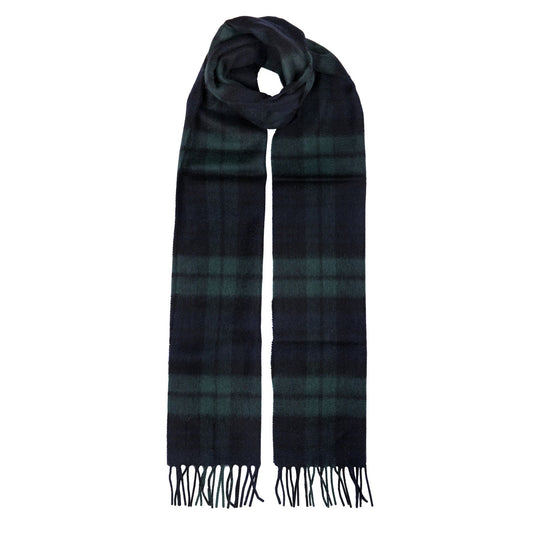 Dents Heritage Tartan Check Cashmere Scarf with Tassels and Gift Box in Black Watch-1
