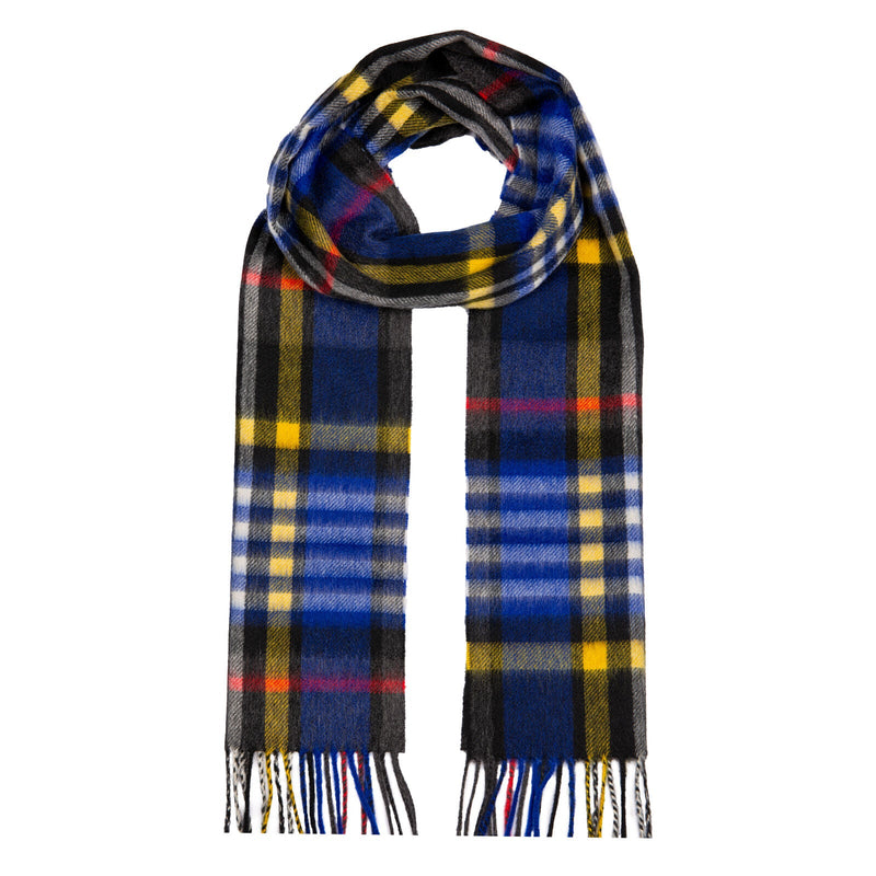 Load image into Gallery viewer, Dents Heritage Bold Check Cashmere Scarf with Tassels and Gift Box in Night Sky-0
