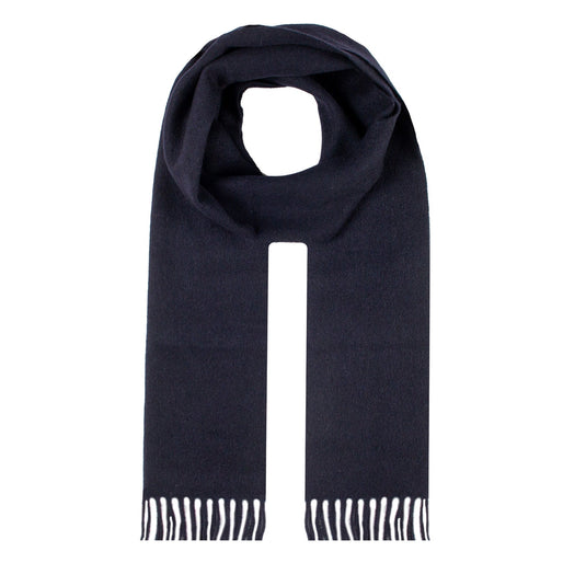 Dents Heritage Plain Cashmere Wool Scarf with Tassels and Gift Box in Navy-1