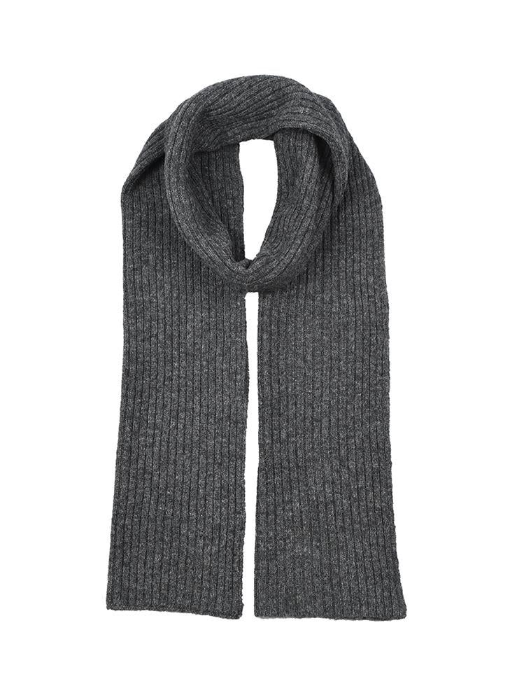 Load image into Gallery viewer, Dents Mens Ribbed Lambswool Blend Knitted Scarf in Charcoal-3
