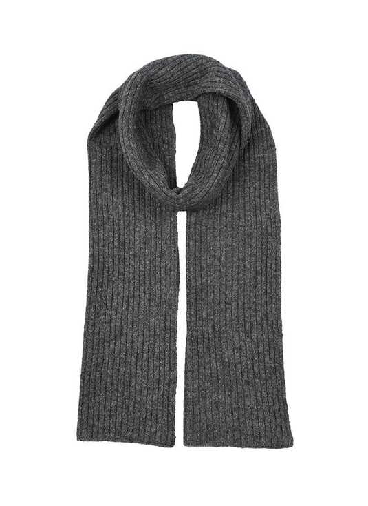 Dents Mens Ribbed Lambswool Blend Knitted Scarf in Charcoal-3