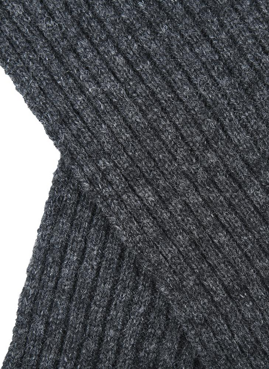 Dents Mens Ribbed Lambswool Blend Knitted Scarf in Charcoal-2