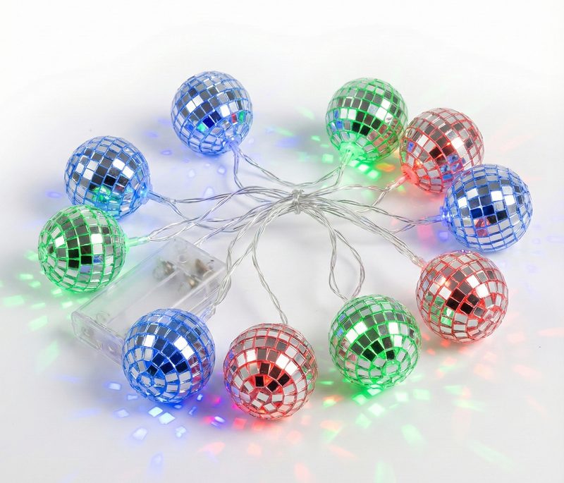 Load image into Gallery viewer, 2 Metre Disco Ball LED String Lights Silver Mirror Reflective Light - Blue/Green/Red-0
