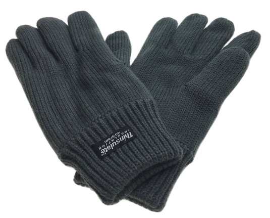 3M THINSULATE Knitted Fleece Gloves Winter Warmers Snow Ski Thermal Plain - Grey - S/M-2