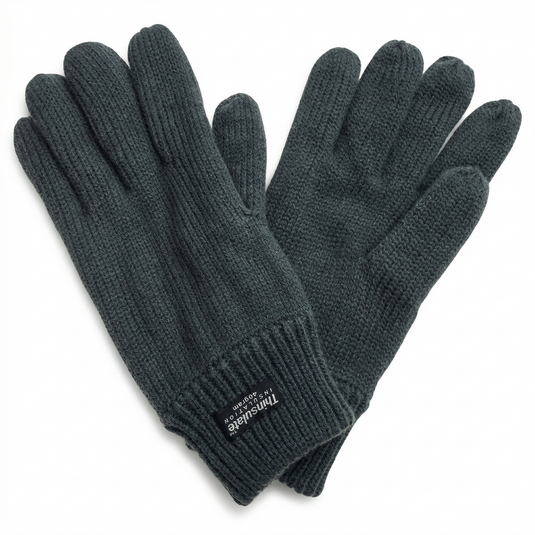 3M THINSULATE Knitted Fleece Gloves Winter Warmers Snow Ski Thermal Plain - Grey - S/M-0