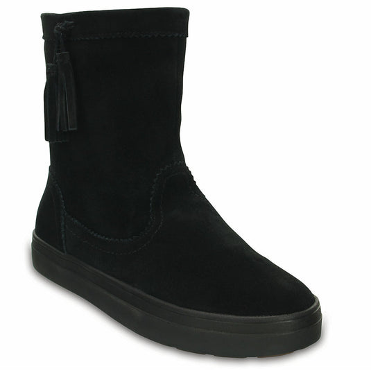 Crocs LodgePoint Womens Suede Leather Pull On Boots Shoes Ugg - Black-3
