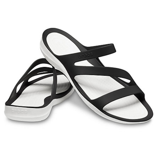 Crocs Womens Swiftwater Sandals Ladies Footwear - Black/White-0