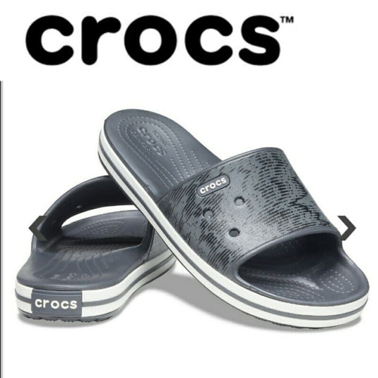 Crocs Crocband III Cardio Wave Slide Thongs Flip Flops Relaxed Fit - Graphite/Black-1