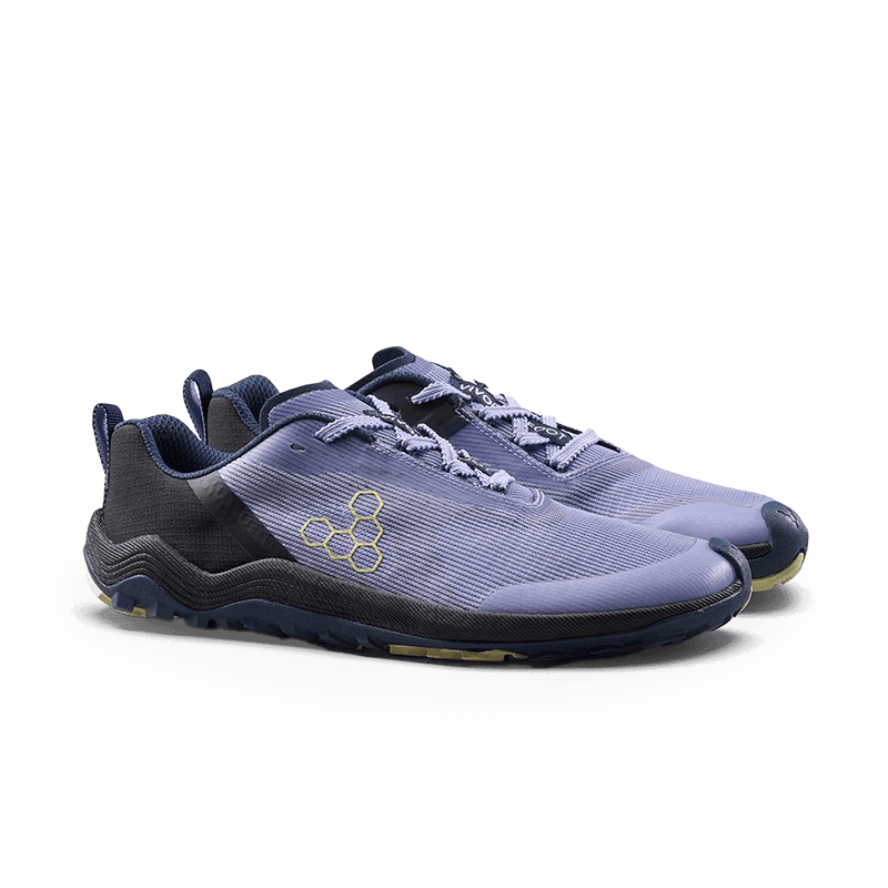 Load image into Gallery viewer, Vivobarefoot Primus Trail Flow Womens Sweet Lavender lightweight trail shoes with flexible outsole.
