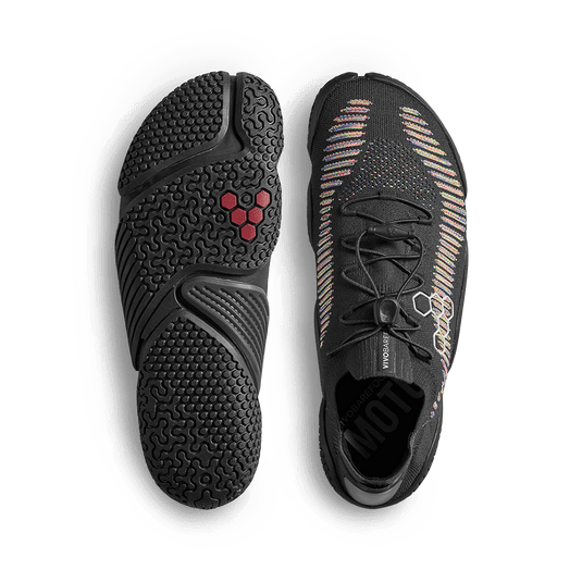 Vivobarefoot Motus Flex Womens Obsidian/Space Dye lightweight shoes with flexible sole and knitted upper