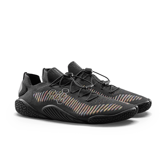 Vivobarefoot Motus Flex Womens Obsidian/Space Dye side view of flexible training shoes.