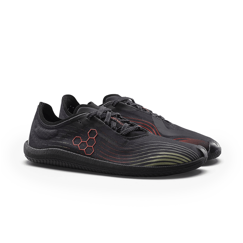 Load image into Gallery viewer, Vivobarefoot Primus Flow Women's Barefoot Running Shoe – Obsidian/Cherry Tomato
