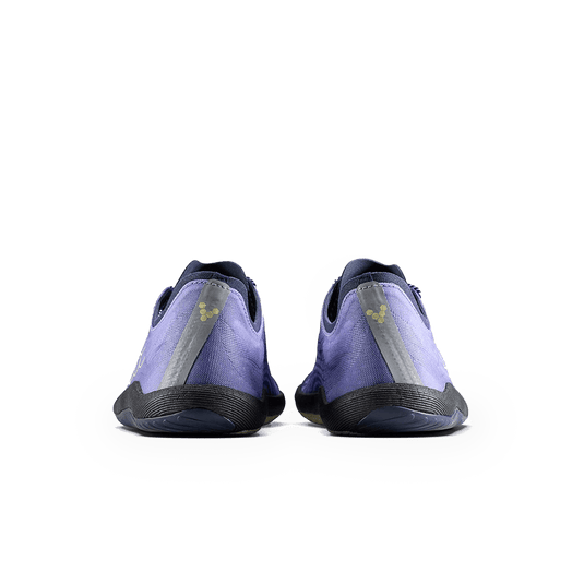 Vivobarefoot Primus Flow Womens Sweet Lavender rear view of shoes showing sleek design and flexible structure.