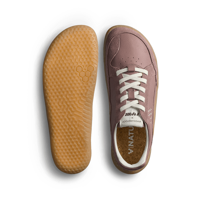 Load image into Gallery viewer, Vivobarefoot Gobi II Sneaker Premium Leather Womens Twilight Mauve top and sole view

