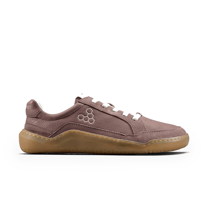 Vivobarefoot Gobi II Sneaker Premium Leather Womens Twilight Mauve side view with lightweight design.