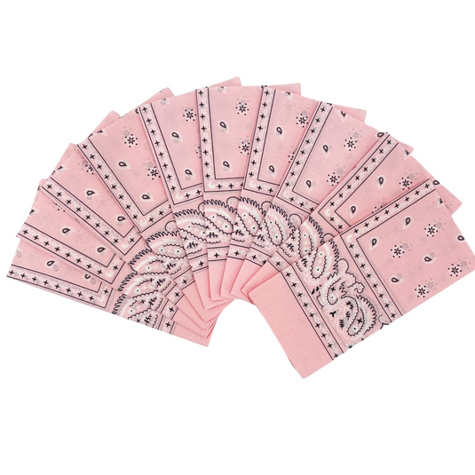 20x BANDANA Paisley 100% COTTON Head Wrap Durag Bandanna Scarf Mask BULK - Light Pink-0
