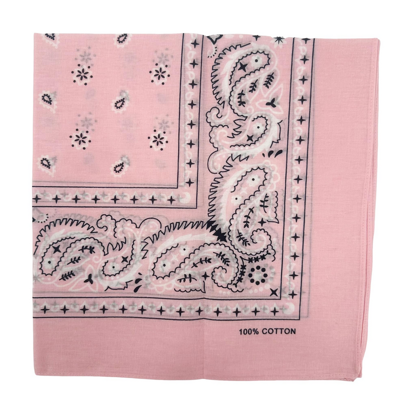 Load image into Gallery viewer, 20x BANDANA Paisley 100% COTTON Head Wrap Durag Bandanna Scarf Mask BULK - Light Pink-3
