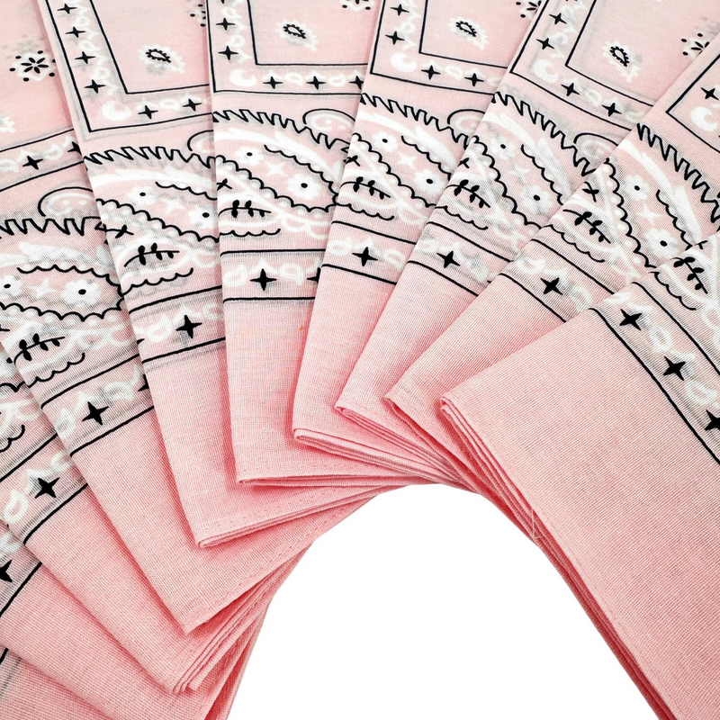 Load image into Gallery viewer, 20x BANDANA Paisley 100% COTTON Head Wrap Durag Bandanna Scarf Mask BULK - Light Pink-4

