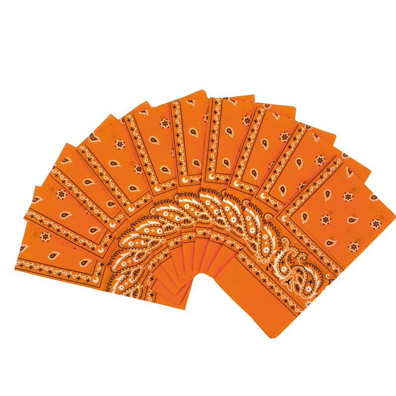 Load image into Gallery viewer, 20x BANDANA Paisley 100% COTTON Head Wrap Durag Bandanna Scarf Mask BULK - Orange-1
