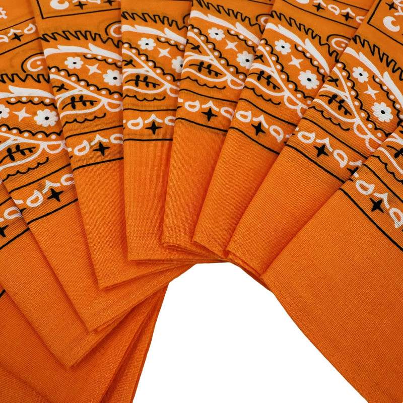 Load image into Gallery viewer, 20x BANDANA Paisley 100% COTTON Head Wrap Durag Bandanna Scarf Mask BULK - Orange-2
