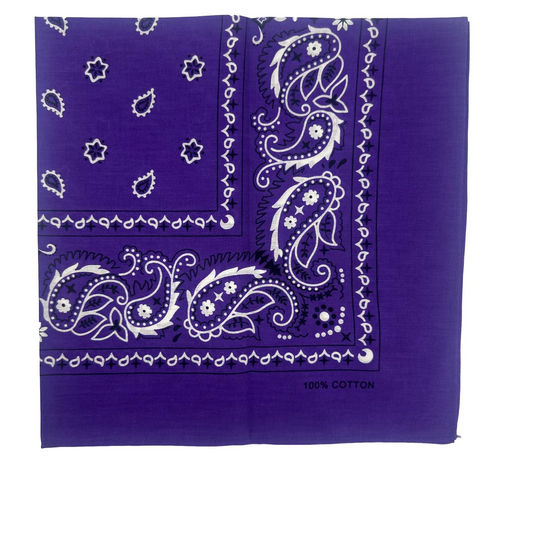 20x BANDANA Paisley 100% COTTON Head Wrap Durag Bandanna Scarf Mask BULK - Purple-3