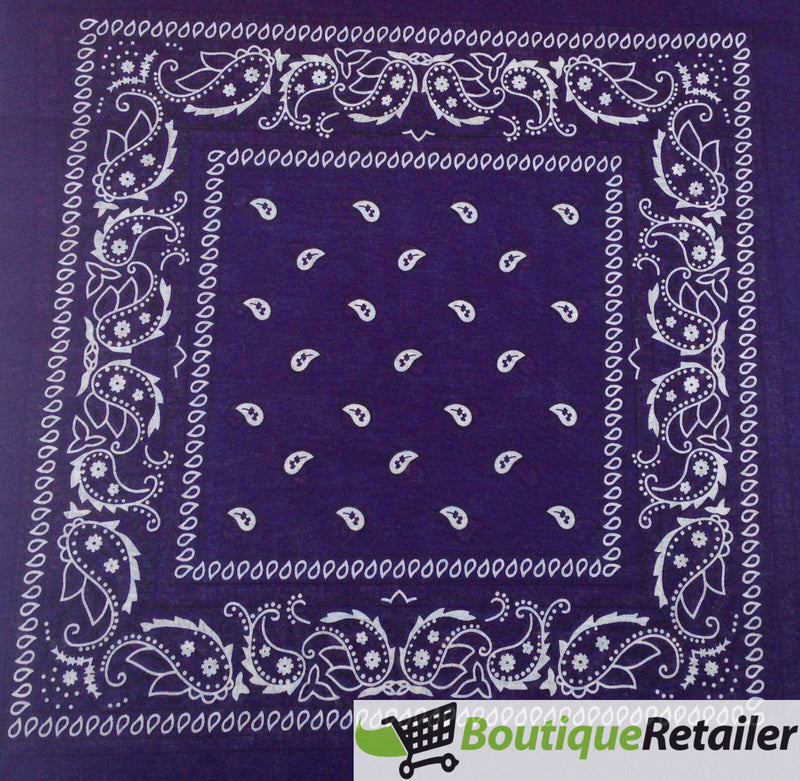 Load image into Gallery viewer, 20x BANDANA Paisley 100% COTTON Head Wrap Durag Bandanna Scarf Mask BULK - Purple-2
