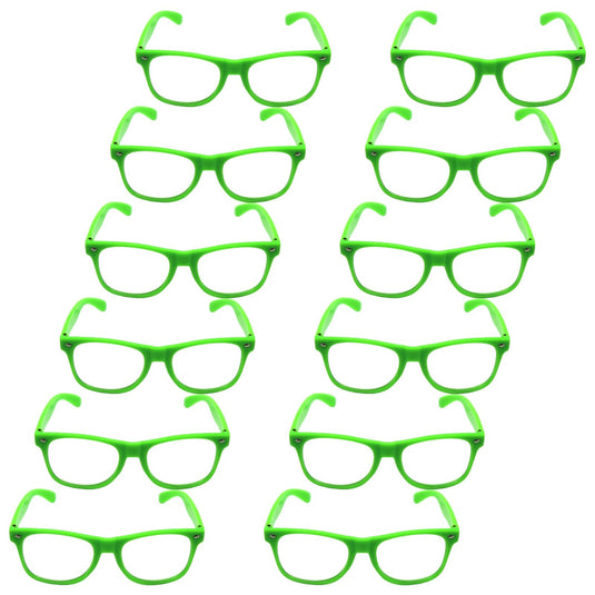 12x Green Party Glasses w/ Clear Lenses – Fun 80s Australia Day Costume Glasses-1