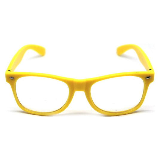Yellow Party Glasses w/ Clear Lenses – Fun 80s Australia Day Costume Glasses-0