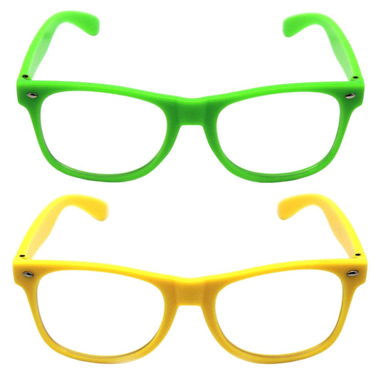 Green and Yellow Party Glasses with Clear Lenses – Fun 80s Australia Day or Costume Glasses (Set of 2)-1