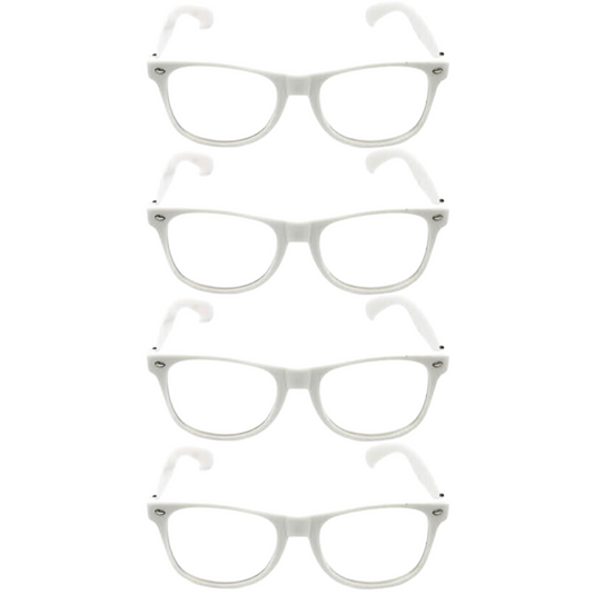 4x Wayfarer Sunglasses Glasses Party Wedding Fun Costume Dress Up - White/Clear-0