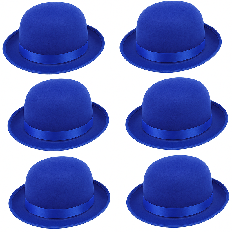 Load image into Gallery viewer, 6x BOWLER HAT Party Vintage Costume Derby Felt Dance Halloween Bulk in Blue-1
