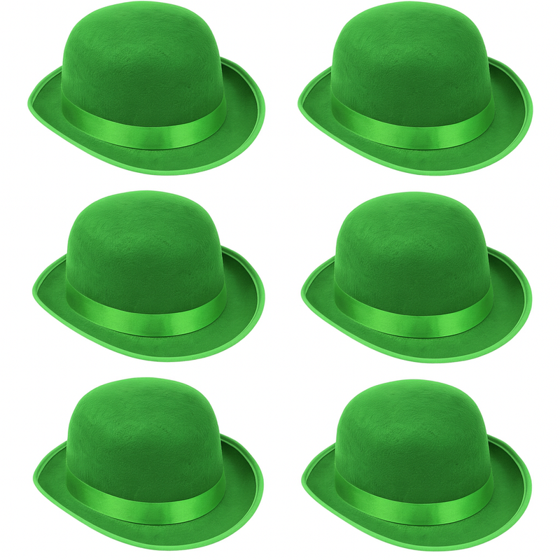 Load image into Gallery viewer, 6x BOWLER HAT Party Vintage Costume Derby Felt Dance Halloween Bulk in Green-0
