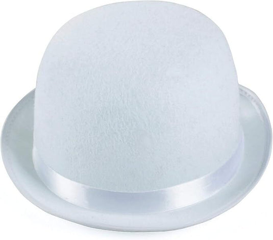 6x BOWLER HAT Party Vintage Costume Derby Felt Dance Halloween Bulk in White-2