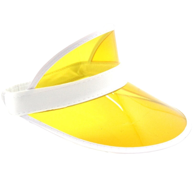 Load image into Gallery viewer, 12x Yellow Perspex Visor with White Rim – Retro 80s Rave Accessory, Adjustable Fit Australia Day-2
