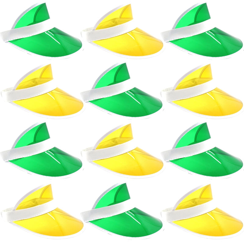 Load image into Gallery viewer, 12x Yellow Perspex Visor with White Rim – Retro 80s Rave Accessory, Adjustable Fit Australia Day-0

