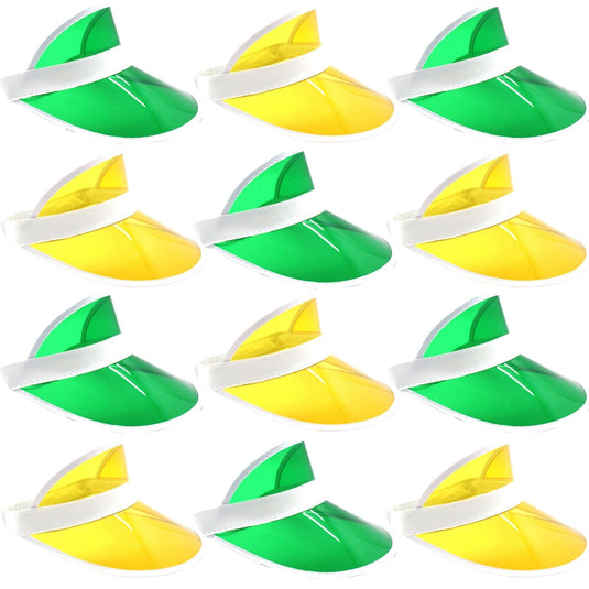 12x Yellow Perspex Visor with White Rim – Retro 80s Rave Accessory, Adjustable Fit Australia Day-0